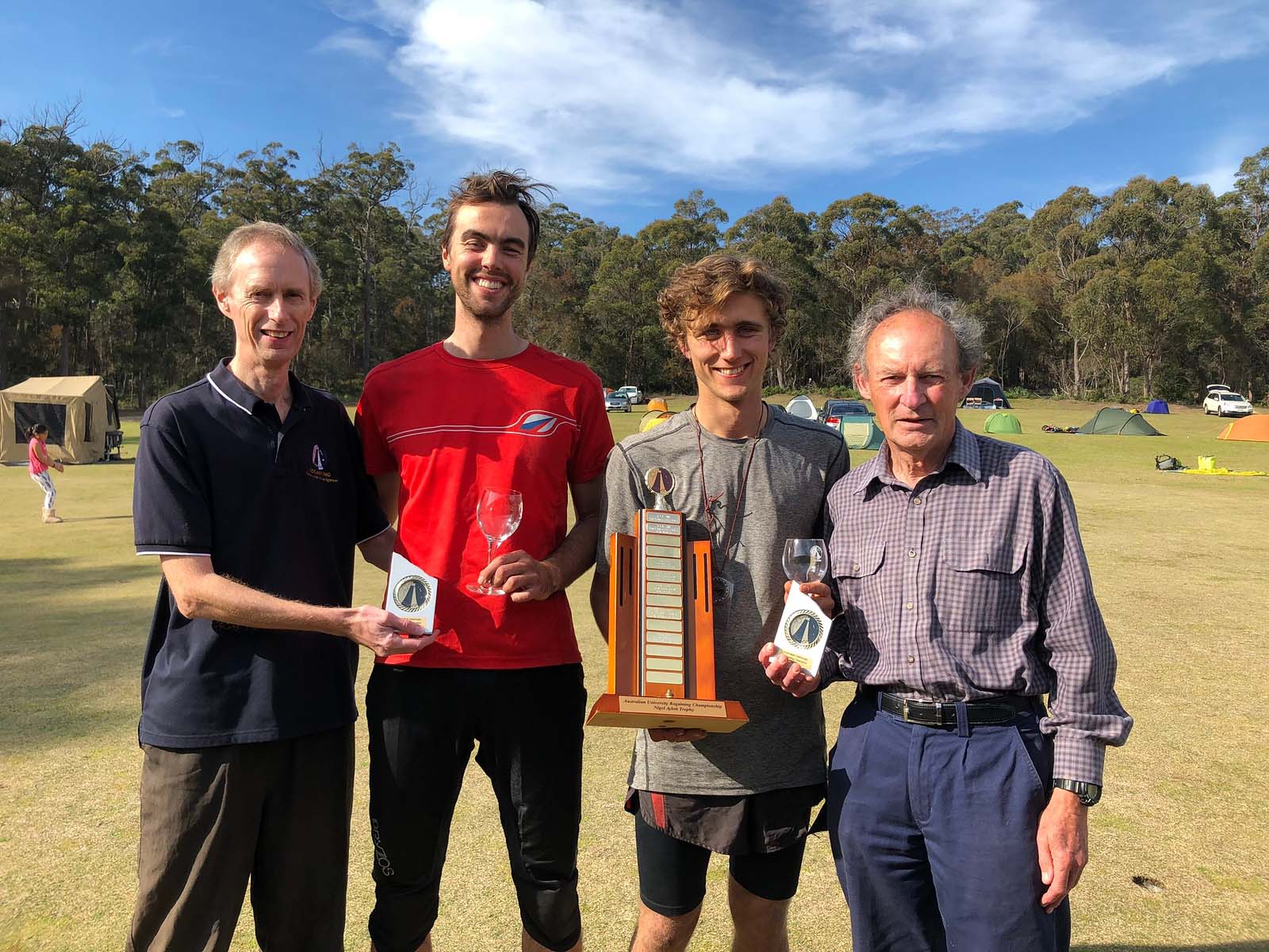 Intervarsity winners presented trophy by ARA President David Rowlands and Intervarsity founder David Hogg